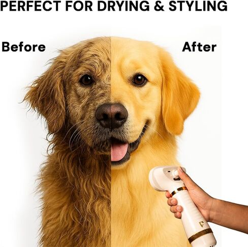 Pet Steam Brush Grooming Dryer for Dogs & Cats – 3-in-1 Grooming Tool with Gentle Steam, Low Noise 600W Motor, Deshedding, Drying & Fur Fluffing for All Coat Types in Saudi Arabia
