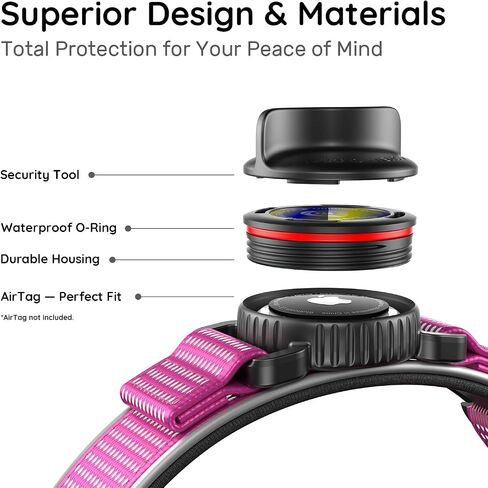 for Airtag Dog Collar with Air Tag Holder Waterproof, Ultra-Reflective, Nylon Padded with QR Code Buckle for Small Dogs (Rose Red, S) in Saudi Arabia