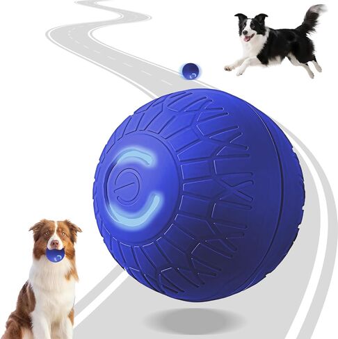 Interactive Duraspin Dog Ball, Self-Bouncing Vibrating & Auto-Rolling, Auto Stop Touch Start Jumping Ball Toy for Medium/Large Dogs (67mm, Blue) in Saudi Arabia