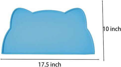 Pet Food Mat Edge-Raised (17.8x11.8 inch), Food-Safe Silicone Waterproof Pet Mat, Essential Living Room Pet Supplies for Dog, Blue in Saudi Arabia