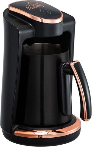 Any Morning Turkish & Greek Coffee Maker-Machine, 1 to 4 Cups Capacity, 100% BPA Free, 400W Electric Coffee Pot with Cook Sense Technology, Anti-Spill Design, Authentic Foamy Brew, Black in Kuwait