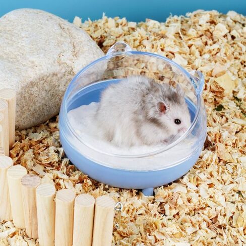 Hamster Sand Bath Container Small Pet Accessories Cage Toilet Transparent Convenient for Mice Rabbit Pets(Blue) in Saudi Arabia