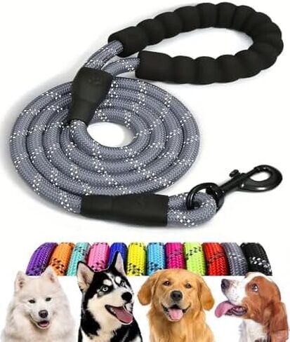 5 Ft Reflective Dog Leash with Comfortable Padded Handle，Double Heavy Duty Traction Nylon Rope for Dogs Cats- Enhance Safety and Control On Walks,Black in Saudi Arabia