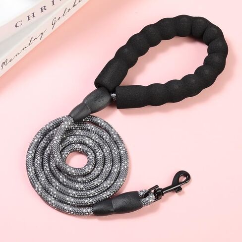 5 Ft Reflective Dog Leash with Comfortable Padded Handle，Double Heavy Duty Traction Nylon Rope for Dogs Cats- Enhance Safety and Control On Walks,Black in Saudi Arabia
