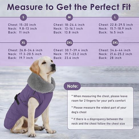 Dog Coat, Waterproof Dog Winter Jacket with Adjustable Buckle, Reflective Turtleneck Pet Snow Vest Warm Fleece Sweater for Small Medium Large Dogs - Purple, L in Saudi Arabia