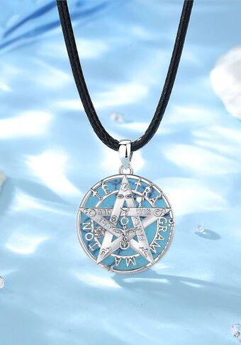 EUDORA Sterling Silver Tetragrammaton Necklace Ring for Women Men, Pentagram Amulet Energy Pendant Star of David Vintage Guardian Star Wicca Jewelry, Mother's Day Father's Day Gift for Husband Wife in Kuwait