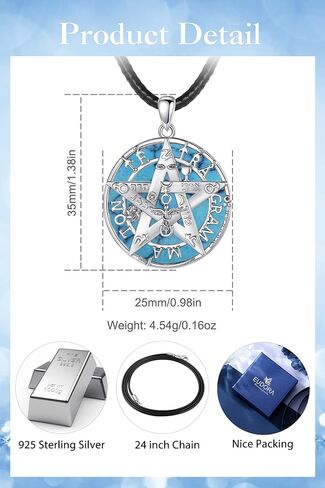 EUDORA Sterling Silver Tetragrammaton Necklace Ring for Women Men, Pentagram Amulet Energy Pendant Star of David Vintage Guardian Star Wicca Jewelry, Mother's Day Father's Day Gift for Husband Wife in Kuwait