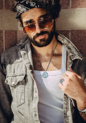 EUDORA Sterling Silver Tetragrammaton Necklace Ring for Women Men, Pentagram Amulet Energy Pendant Star of David Vintage Guardian Star Wicca Jewelry, Mother's Day Father's Day Gift for Husband Wife in Kuwait