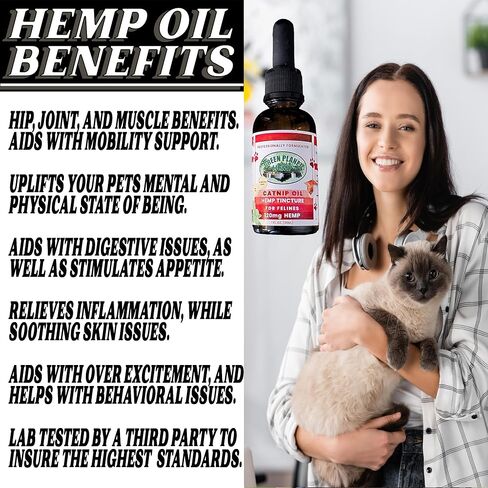 Pet Hemp Oil | Dogs and Cats | Catnip Oil | Green Planet Hemp | 120MG Organic Tincture | 100% Natural | Hip, Joint, and Muscle Support for Your Pet | Aids with Anxiety,Stress, and Pain in Saudi Arabia