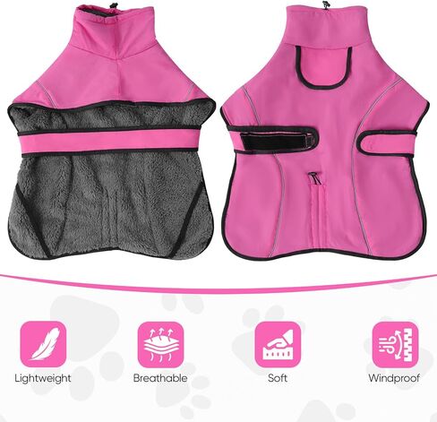 Dotoner Waterproof Dog Coat Warm Fleece Lined Jacket Reflective Winter Pet Apparel for Small Medium Large Dogs with Leash Opening Adjustable Neck & Tail Drawstring in Kuwait