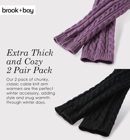 تدفئة الذراع من Brook + Bay للنساء - تدفئة الذراع بدون أصابع في الشتاء وتدفئة المعصم مع فتحة الإبهام - قفازات طويلة بدون أصابع in Kuwait