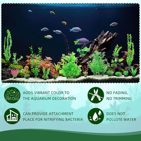 56 Pcs Fake Artificial Aquarium Plants Plastic Realistic Aquatic Fish Tank Plants for Aquarium Decor Green Turtle Fish Tank Accessories Decorations Large Goldfish Betta Water Grass Decor in Saudi Arabia