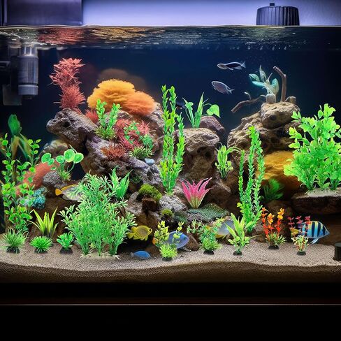 56 Pcs Fake Artificial Aquarium Plants Plastic Realistic Aquatic Fish Tank Plants for Aquarium Decor Green Turtle Fish Tank Accessories Decorations Large Goldfish Betta Water Grass Decor in Saudi Arabia