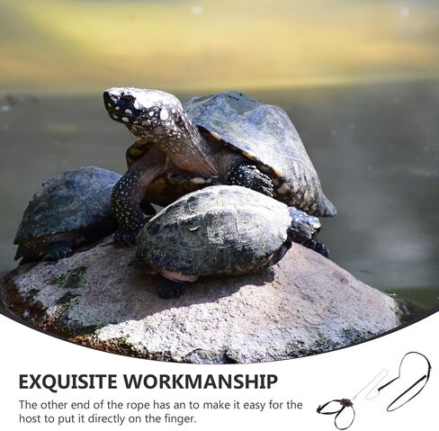 Luxshiny Adjustable Turtle Leash Pet Training Harness Rope for Tortoise and Reptiles Compact Dark Soft Faux Leather Traction Lead with Finger Loop for Easy Control and Outdoor Walking in Kuwait