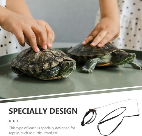 Luxshiny Adjustable Turtle Leash Pet Training Harness Rope for Tortoise and Reptiles Compact Dark Soft Faux Leather Traction Lead with Finger Loop for Easy Control and Outdoor Walking in Kuwait