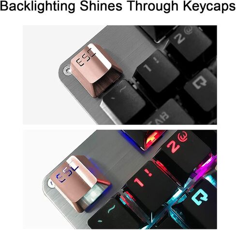 Fitlink FPS & MOBA Gaming Keycaps, Stainless Steel Metal Keycaps with Key Puller for Mechanical Keyboard Cherry Mx Switch 9 (WASD,Rose Gold) in Saudi Arabia