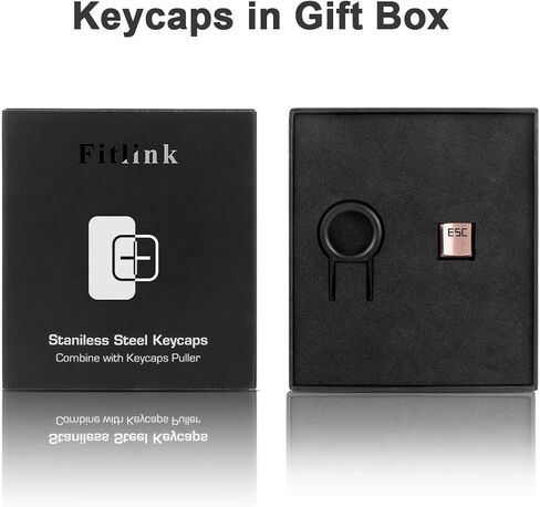 Fitlink FPS & MOBA Gaming Keycaps, Stainless Steel Metal Keycaps with Key Puller for Mechanical Keyboard Cherry Mx Switch 9 (WASD,Rose Gold) in Saudi Arabia