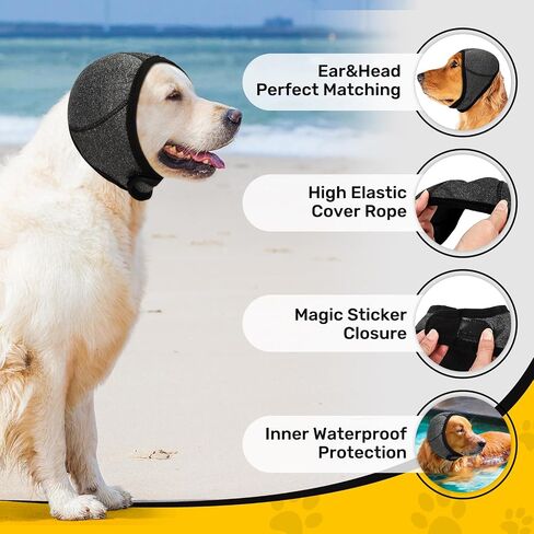 Dog Ear Muffs Noise Protection, Wraps Cover for Dogs Bath Grooming, Adjustable Dog Calming Hoodie Hematoma Anxiety Firework Thunder, Waterproof Dogs Shower Cap Drying Swimming Bathing (LG) in Saudi Arabia