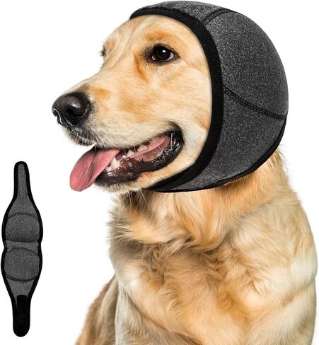 Dog Ear Muffs Noise Protection, Wraps Cover for Dogs Bath Grooming, Adjustable Dog Calming Hoodie Hematoma Anxiety Firework Thunder, Waterproof Dogs Shower Cap Drying Swimming Bathing (LG) in Saudi Arabia