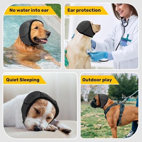 Dog Ear Muffs Noise Protection, Wraps Cover for Dogs Bath Grooming, Adjustable Dog Calming Hoodie Hematoma Anxiety Firework Thunder, Waterproof Dogs Shower Cap Drying Swimming Bathing (LG) in Saudi Arabia