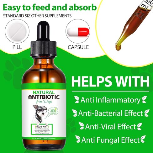 Dog Antibiotics for Infection, Coughs, UTIs, Allergies, Itching | Natural Antibiotics for Dogs - 2 oz in Saudi Arabia