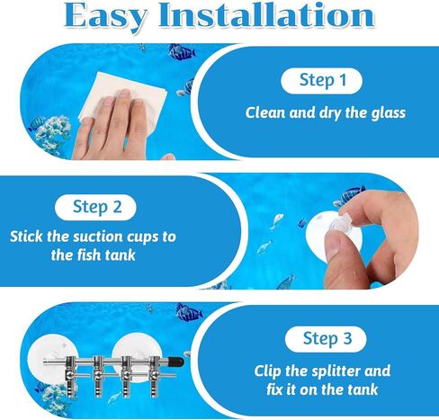 4-Way Aquarium Air Flow Control Lever Valve Stainless Steel Aquarium Air Pump Splitter Fish Tank Multi-port Distributor Splitter with 1 pcs Non-return Check Valve and 6 pcs Suction Cups for Fish Tank in Saudi Arabia