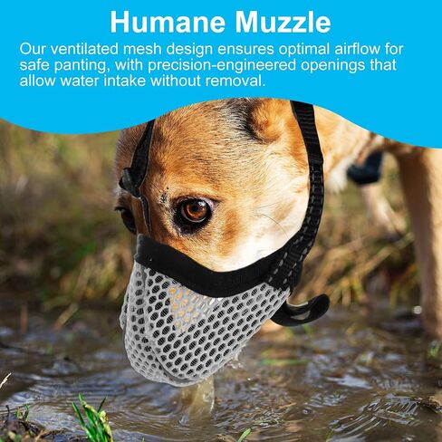 Dog Muzzle, Small Dog, Breathable Soft Mesh, Reflective Adjustable, X-Small, Grey in Saudi Arabia