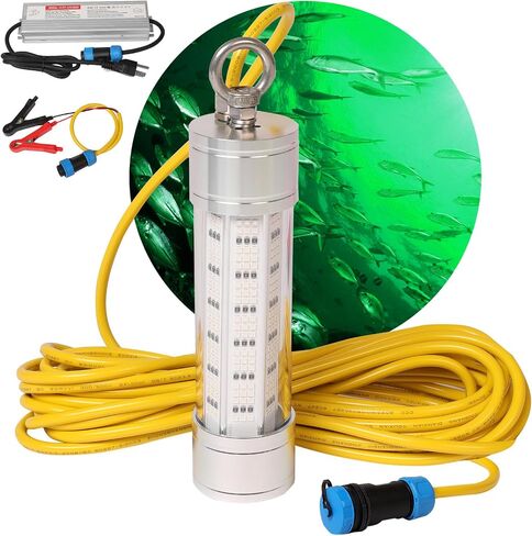 ضوء الصيد تحت الماء LED، DGLUYUDV 150W 110V & 12V 20000LM مقاوم للماء LED أخضر جاذب للضوء للأحواض والقوارب، سنوك، باس، كرابي، سترايبر، الطعم، سمك السلور والمزيد in Kuwait