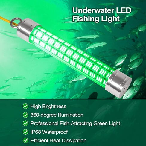 ضوء الصيد تحت الماء LED، DGLUYUDV 150W 110V & 12V 20000LM مقاوم للماء LED أخضر جاذب للضوء للأحواض والقوارب، سنوك، باس، كرابي، سترايبر، الطعم، سمك السلور والمزيد in Kuwait