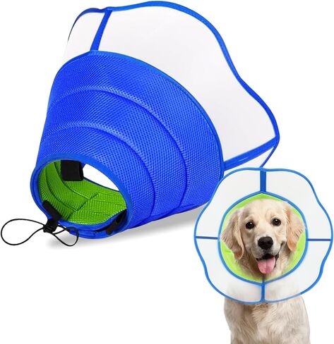 Dog Cone,Agemin Recovery Collar Cone is Adjustable,Thickened Farbic Soft and Comfortable Anti-Licking,Multiple Sizes Suitable for Dog Wound Care,Postoperative Use(M(Neck:11.8-13.4in)) in Saudi Arabia