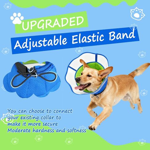 Dog Cone,Agemin Recovery Collar Cone is Adjustable,Thickened Farbic Soft and Comfortable Anti-Licking,Multiple Sizes Suitable for Dog Wound Care,Postoperative Use(M(Neck:11.8-13.4in)) in Kuwait