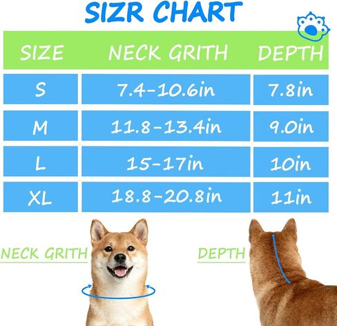 Dog Cone,Agemin Recovery Collar Cone is Adjustable,Thickened Farbic Soft and Comfortable Anti-Licking,Multiple Sizes Suitable for Dog Wound Care,Postoperative Use(M(Neck:11.8-13.4in)) in Kuwait
