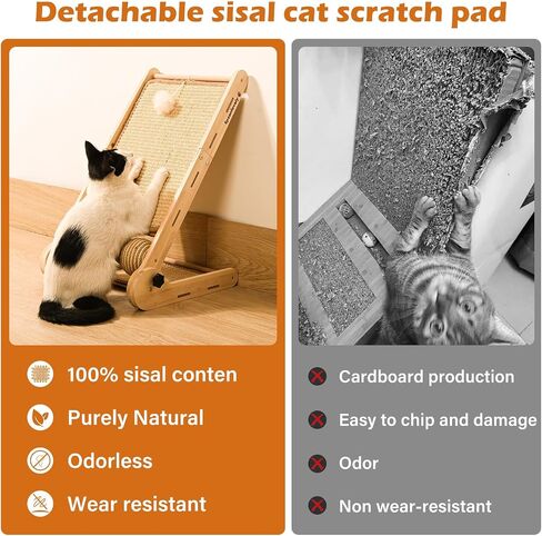 Cat Scratcher, 180°Angles Cat Scratcher, 23.6'' Cat Scratch Pad W/Toy Balls, Cat Scratch Pad for Indoor Cats Kitties, Cats Scratching Board W/Adjustable Shape,2-Sided Sisal Design in Saudi Arabia