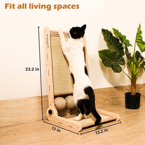 Cat Scratcher, 180°Angles Cat Scratcher, 23.6'' Cat Scratch Pad W/Toy Balls, Cat Scratch Pad for Indoor Cats Kitties, Cats Scratching Board W/Adjustable Shape,2-Sided Sisal Design in Saudi Arabia