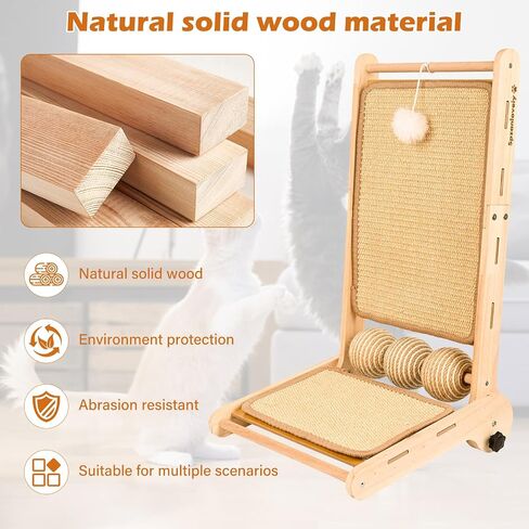 Cat Scratcher, 180°Angles Cat Scratcher, 23.6'' Cat Scratch Pad W/Toy Balls, Cat Scratch Pad for Indoor Cats Kitties, Cats Scratching Board W/Adjustable Shape,2-Sided Sisal Design in Saudi Arabia
