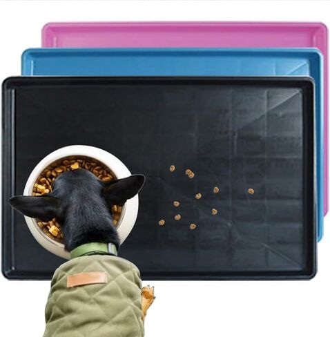 Pet Food Mat Waterproof Rubber for Replacement Tray Dog Crate Cages Crates Avoid Water or Spilling Out Dishwasher Safe Blue 28.7" LX17.7 WX1.2 H in Saudi Arabia