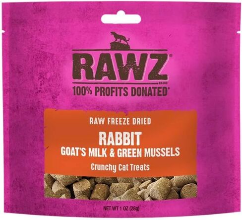 Rawz Raw Freeze Dried Rabbit, Goat's Milk & Green Mussels Crunchy Cat Treats- 1 Ounce Bag in Saudi Arabia