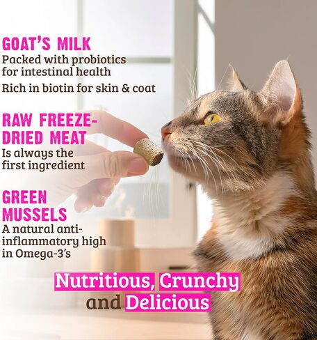 Rawz Raw Freeze Dried Rabbit, Goat's Milk & Green Mussels Crunchy Cat Treats- 1 Ounce Bag in Saudi Arabia