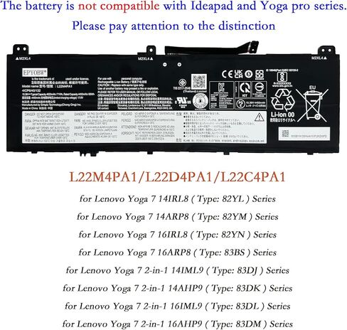 بطارية L18M4P72 المحمول 51WH متوافقة مع Lenovo ThinkPad X1 Yoga 4th Gen/ThinkPad X1 Yoga 5th Gen/ThinkPad X1 Carbon 7th Gen/ThinkPad X1 Carbon 8th Gen Series L18L4P71 L18C4P71 in Saudi Arabia