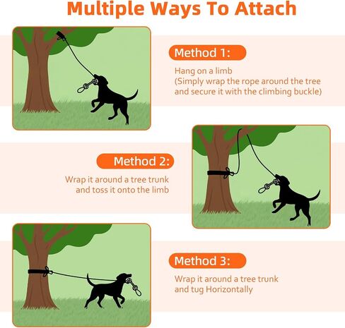 Outdoor Bungee Tug Toy, Dog Hanging Bungee Tug Toy with 3 Dog Chew Ropes, Interactive Retractable Play Cord Tether from Tree Outdoor for Small Medium Large Breeds Exercise and Play, Black+Grey in Kuwait