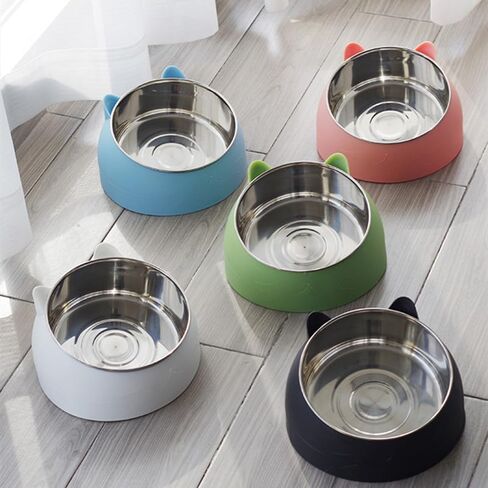Cute Pet Bowl Easy-Clean Stainless- 7oz Capacity, for Cat/Dog, Dishwasher Safe Blue in Saudi Arabia