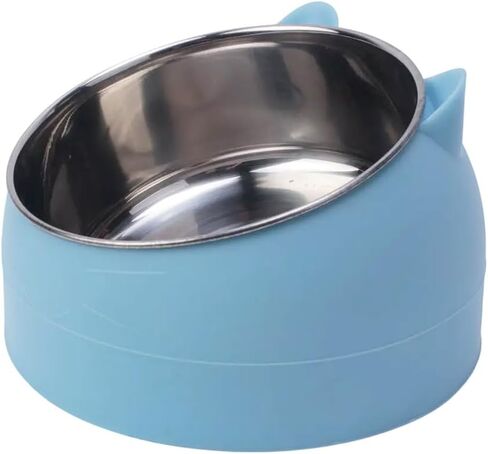Cute Pet Bowl Easy-Clean Stainless- 7oz Capacity, for Cat/Dog, Dishwasher Safe Blue in Saudi Arabia