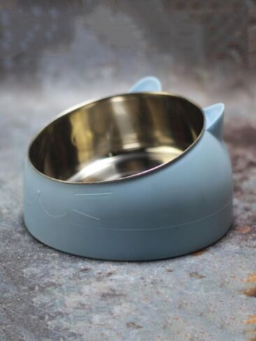 Cute Pet Bowl Easy-Clean Stainless- 7oz Capacity, for Cat/Dog, Dishwasher Safe Blue in Saudi Arabia