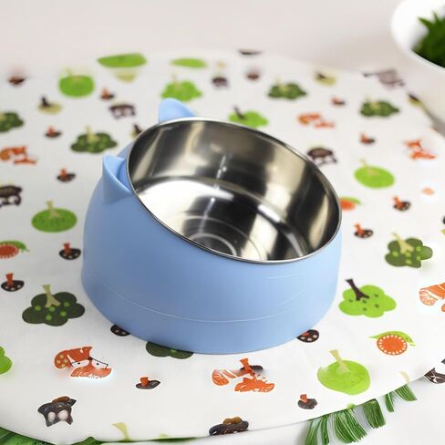 Cute Pet Bowl Easy-Clean Stainless- 7oz Capacity, for Cat/Dog, Dishwasher Safe Blue in Saudi Arabia