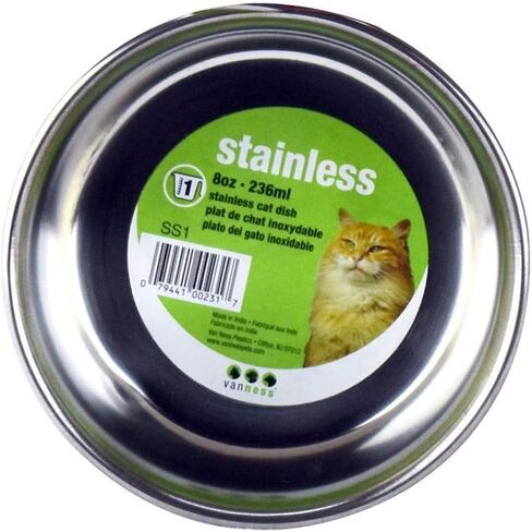 Van Ness Pets Stainless Steel Cat Bowl, 8 OZ Food And Water Dish, Single, Natural in Saudi Arabia