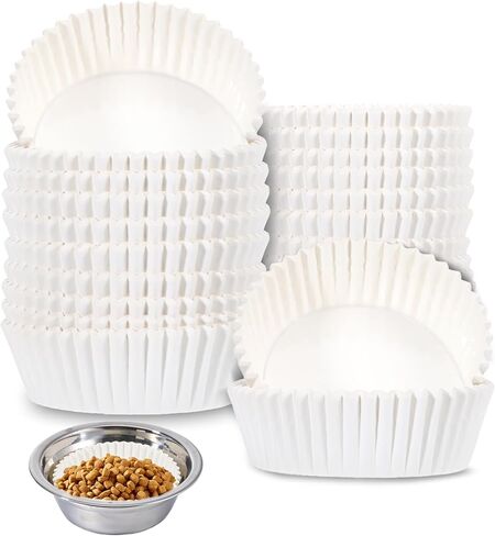 600 Pcs Large Pet Disposable Feeding Bowls Liner, 4 x 1.2 Inch Bulk Cat Food Bowls Pets Feeding Bowl Small Paper Dish Liner for Small Dogs Cats, Paper Bowl for Cat Dishes, Wet Food in Saudi Arabia