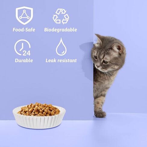 600 Pcs Large Pet Disposable Feeding Bowls Liner, 4 x 1.2 Inch Bulk Cat Food Bowls Pets Feeding Bowl Small Paper Dish Liner for Small Dogs Cats, Paper Bowl for Cat Dishes, Wet Food in Saudi Arabia
