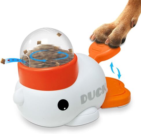 Dog Slow Feeder Puzzle Toy, 2-in-1 Interactive Duck Shaped Puppy Treat Feeding Food Dispenser Mental Stimulation Toys for Small & Large Cats Dogs in Saudi Arabia