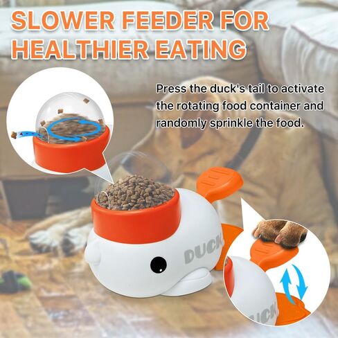 Dog Slow Feeder Puzzle Toy, 2-in-1 Interactive Duck Shaped Puppy Treat Feeding Food Dispenser Mental Stimulation Toys for Small & Large Cats Dogs in Saudi Arabia