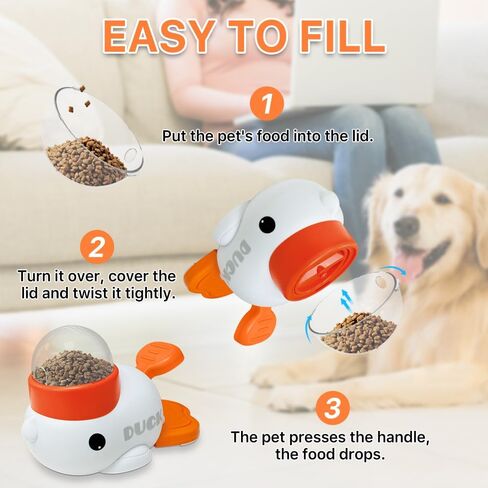 Dog Slow Feeder Puzzle Toy, 2-in-1 Interactive Duck Shaped Puppy Treat Feeding Food Dispenser Mental Stimulation Toys for Small & Large Cats Dogs in Saudi Arabia